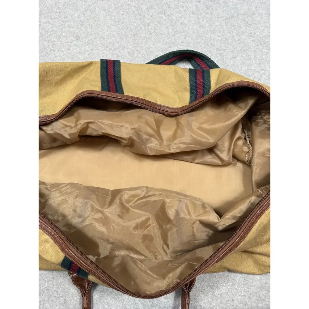 Ralph Lauren Polo Duffle Bag Brown Patch Double Handles & Adjustable Strap - Picture 4 of 8